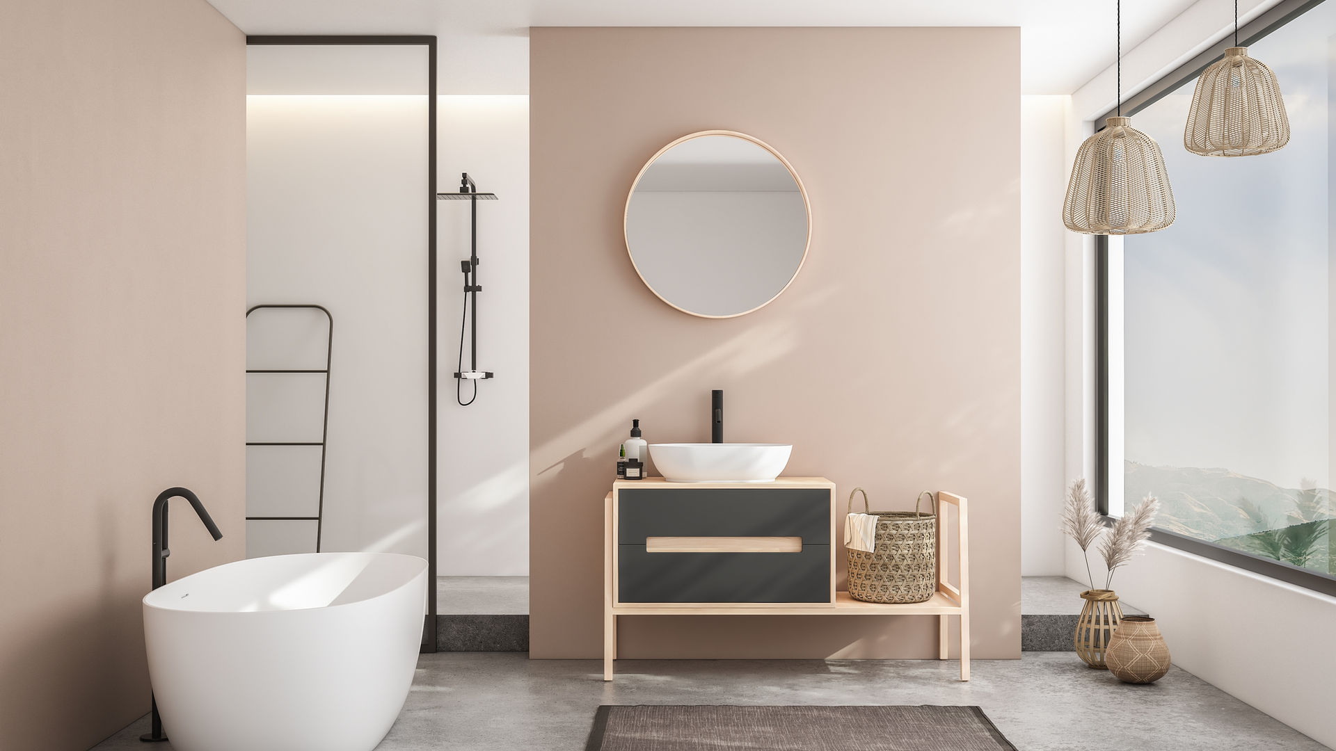 Salle de Bain style Scandinave-rose