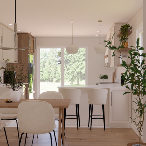 Petite Cuisine farmhouse blanche à aire ouvert à laval