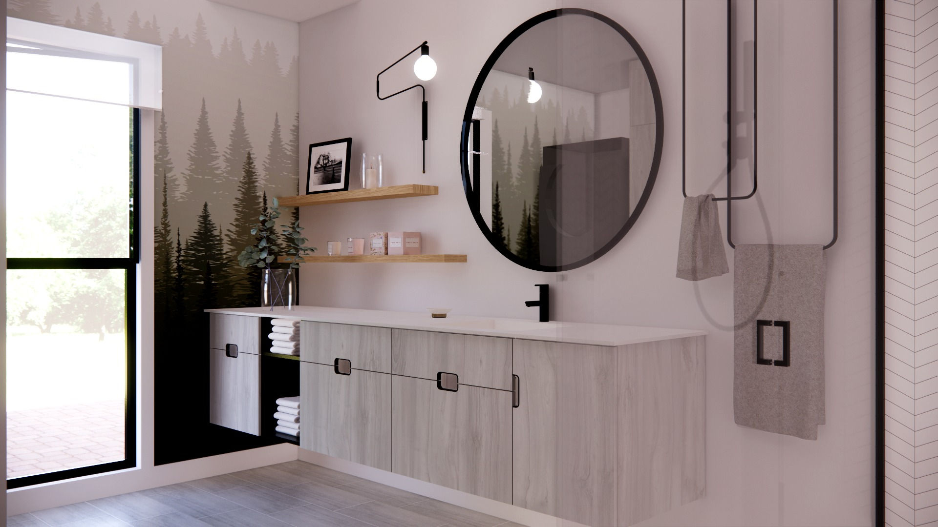 Salle de Bain style Scandinave-bois gris