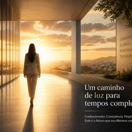 Caminho iluminado representando clareza emocional e direção consciente em tempos complexos
