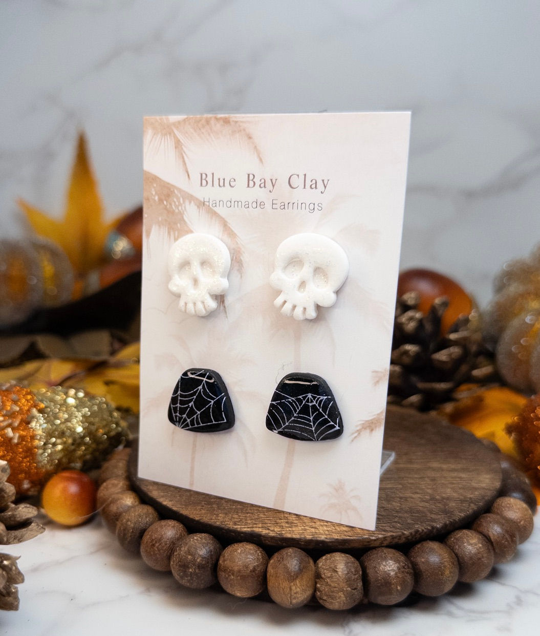Fall Stud Pack#5: Glitter Skull & Spider Web