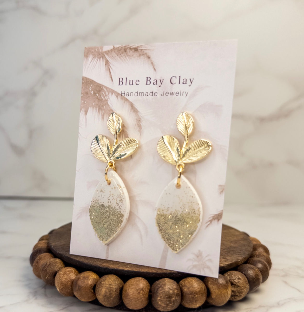 White Goldie Leaf Stud 03