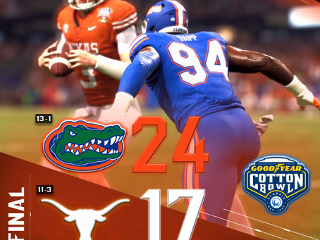 Cotton Bowl (CFP Quarterfinal) Box Score: FLO Gators 24, TEX Longhorns 17