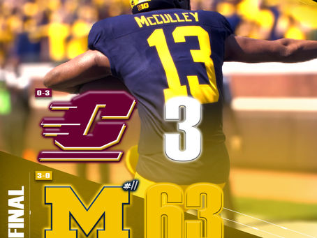 Week 3 Box Score: CMICH Chippewas 3, #11 MICH Wolverines 63