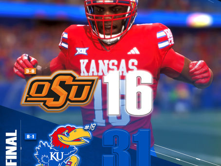 Week 11 Box Score: OKST Cowboys 16, #18 KAN Jayhawks 31