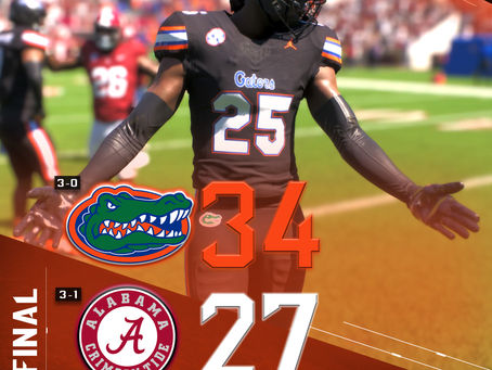 Week 3 Box Score: #20 FLO Gators 34, #5 ALA Crimson Tide 27