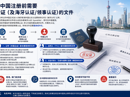 外国公司在中国设立公司前需要办理公证的文件