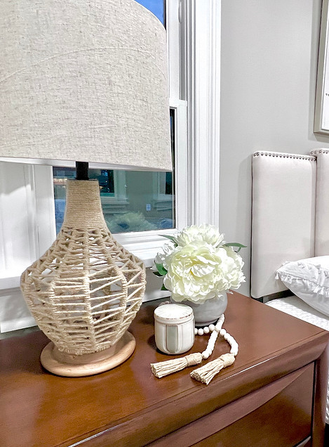 Staged bedroom beach theme details