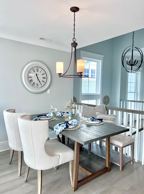 staged dining area table setting