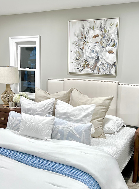 Staged bedroom beach theme details