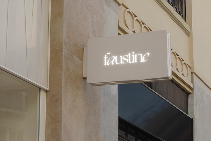 Letrero luminoso Faustine: tienda de moda elegante
