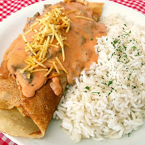 Panqueca com arroz