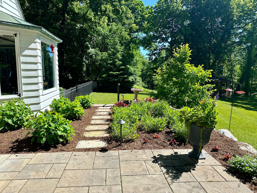 Landscaping and stone path