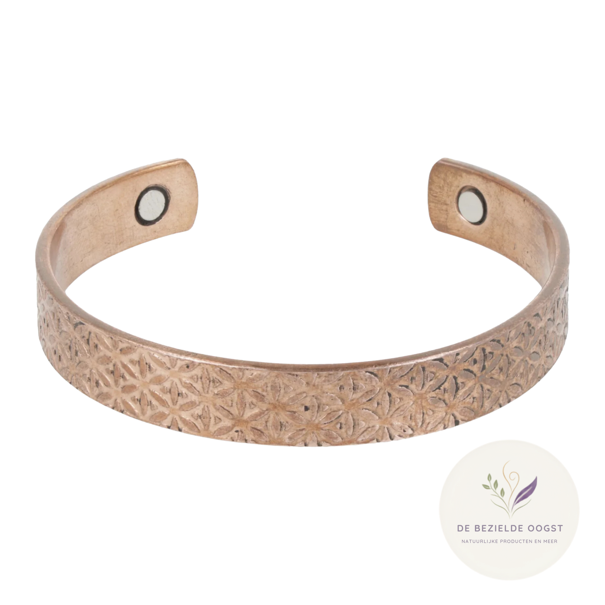 Armband koper Bloem des Levens motief magnetisch