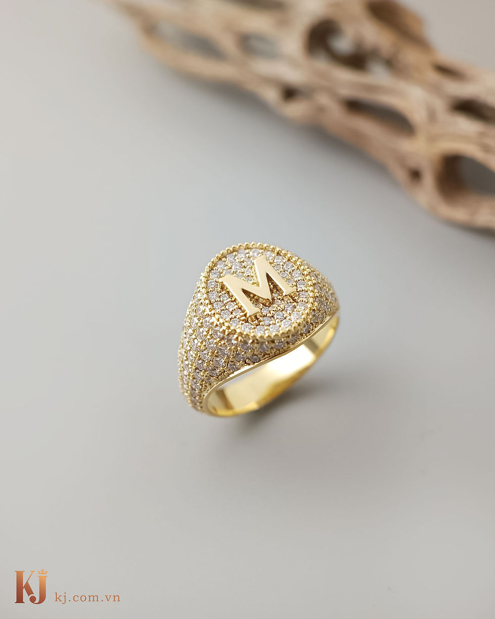 nhẫn signet đính đá