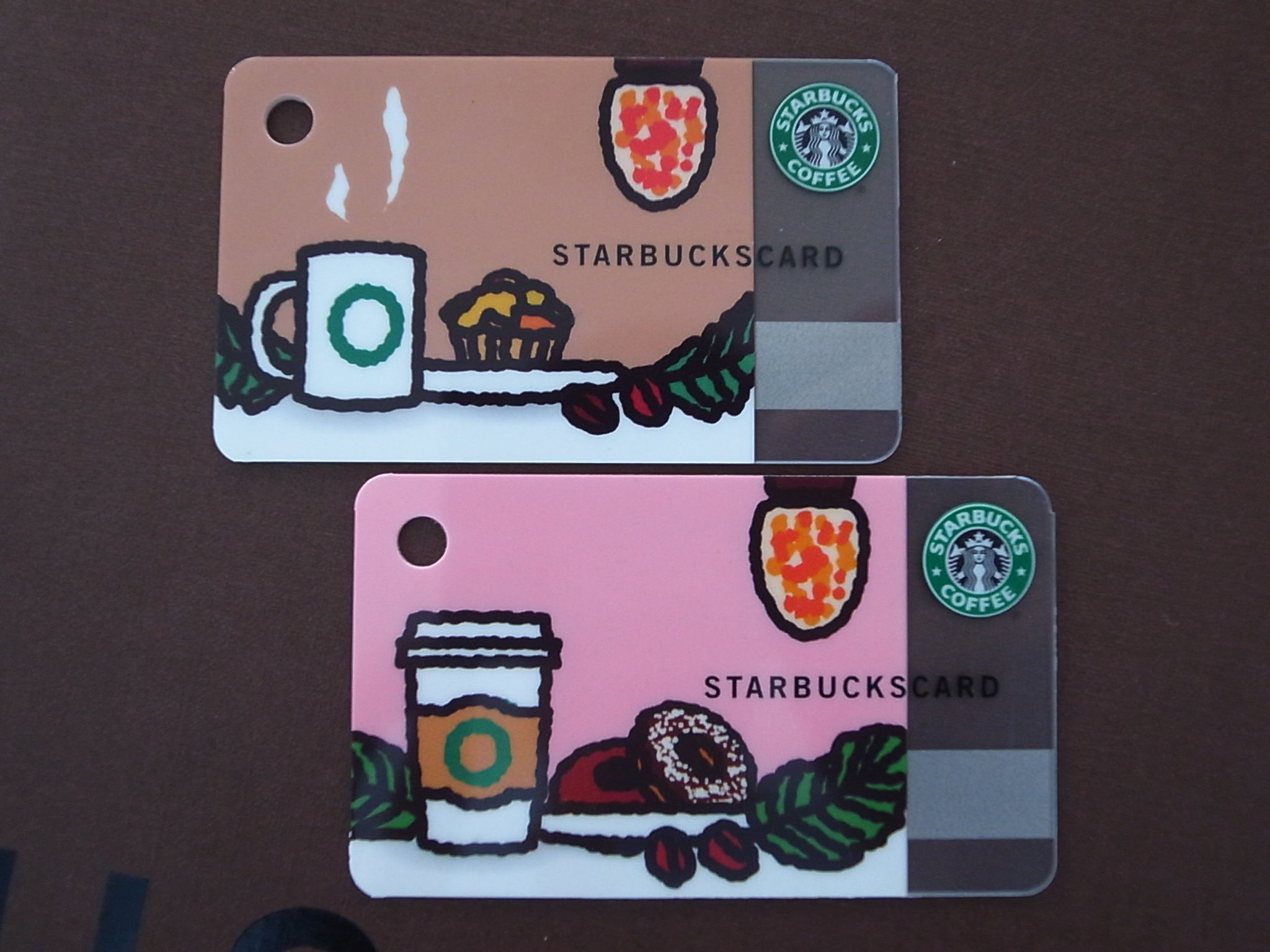 set 2 New 2010 Starbucks Japan Card "ELLE- Mini Pink & Brown"