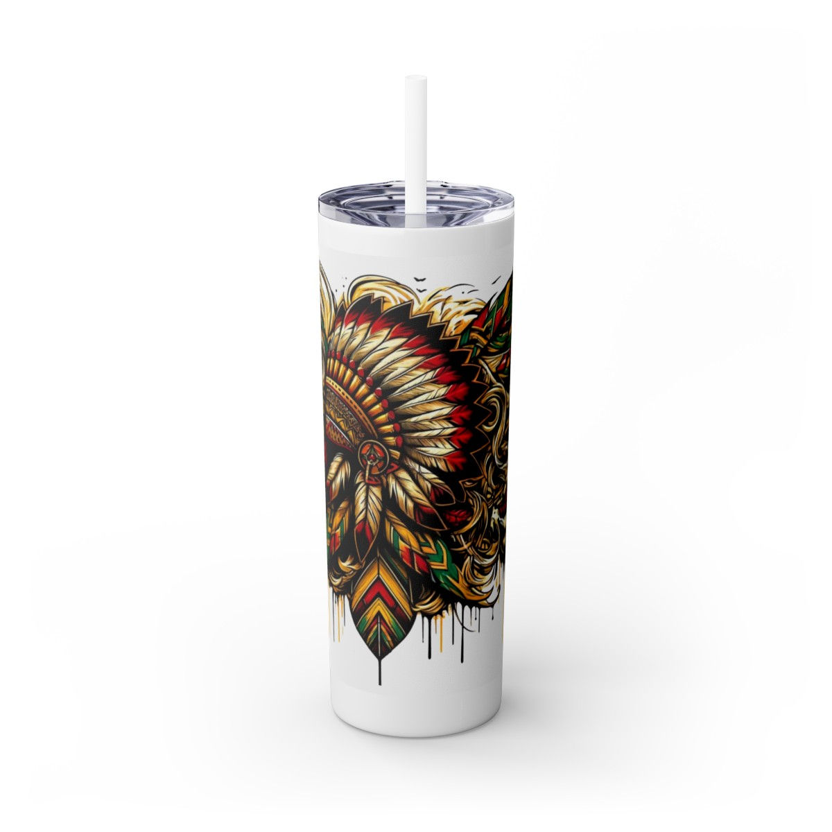 American Indian Inspired (Style D) 20oz Skinny Tumbler with Straw
