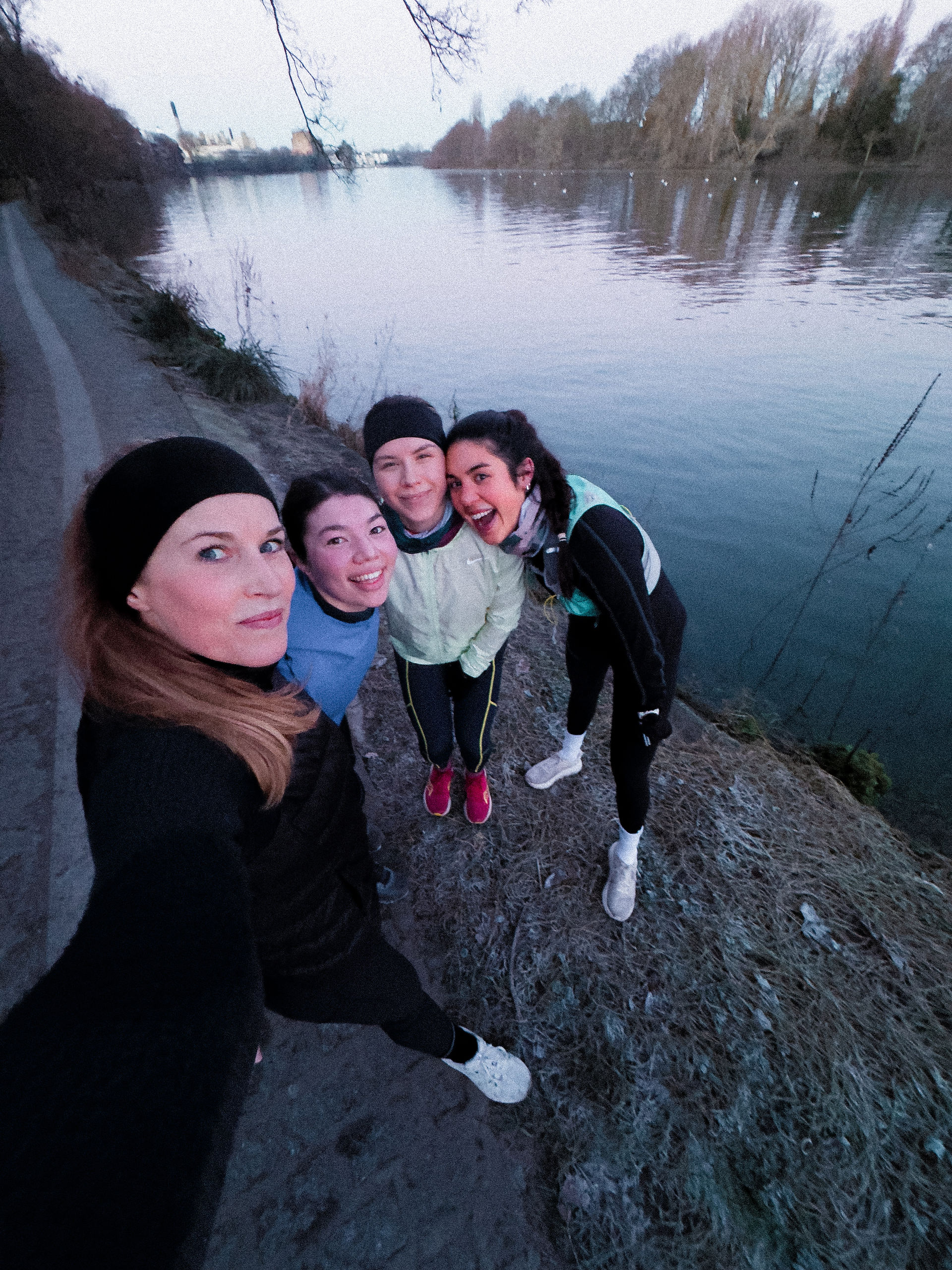 Friends running in London
