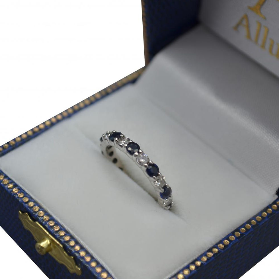 Thumbnail: Eternity Diamond and Blue Sapphire Ring Band 14k White Gold (2.35ct)