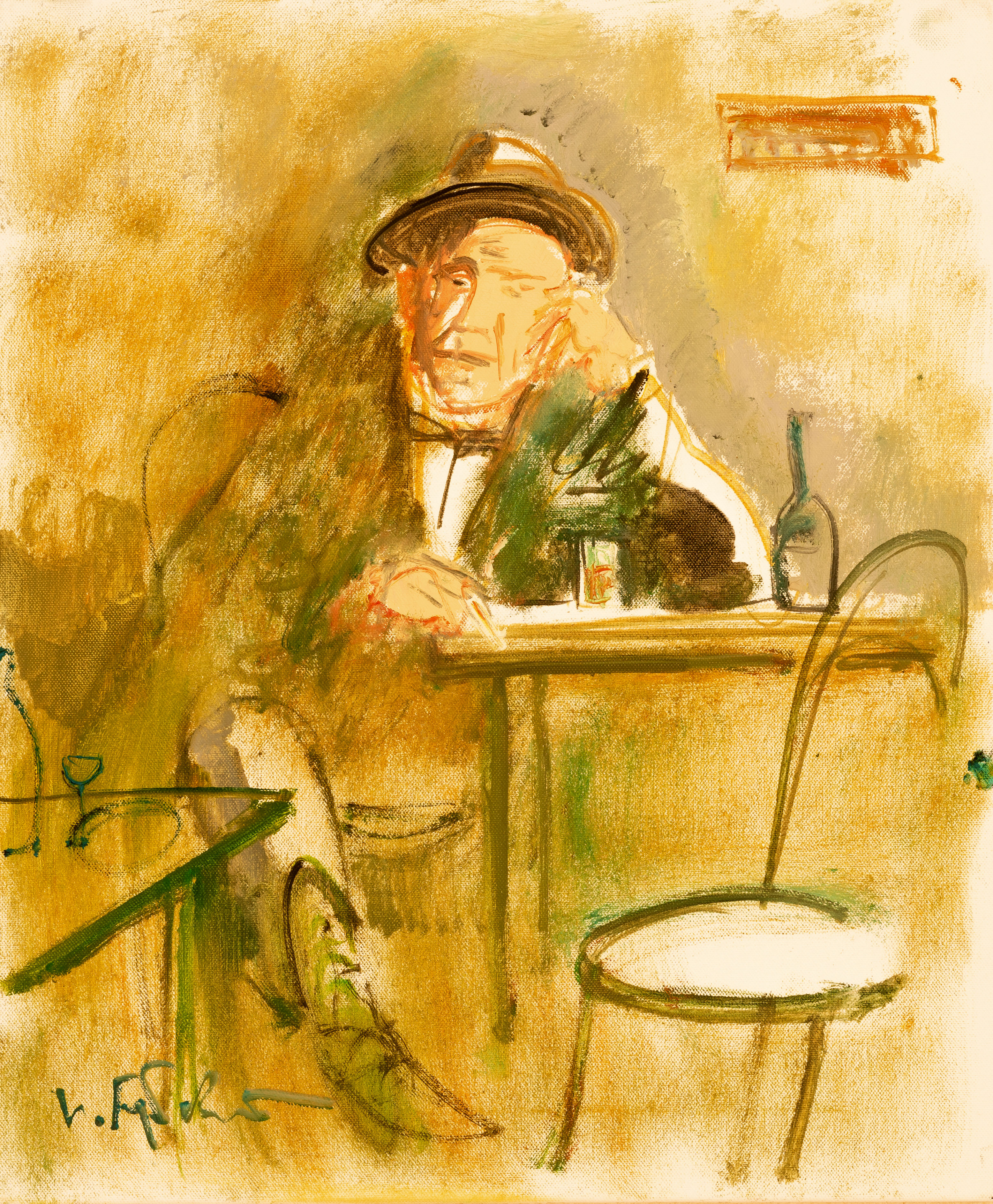 Поет в забігайлівці, 2000. Масло, полотно, 60х50 СМ.