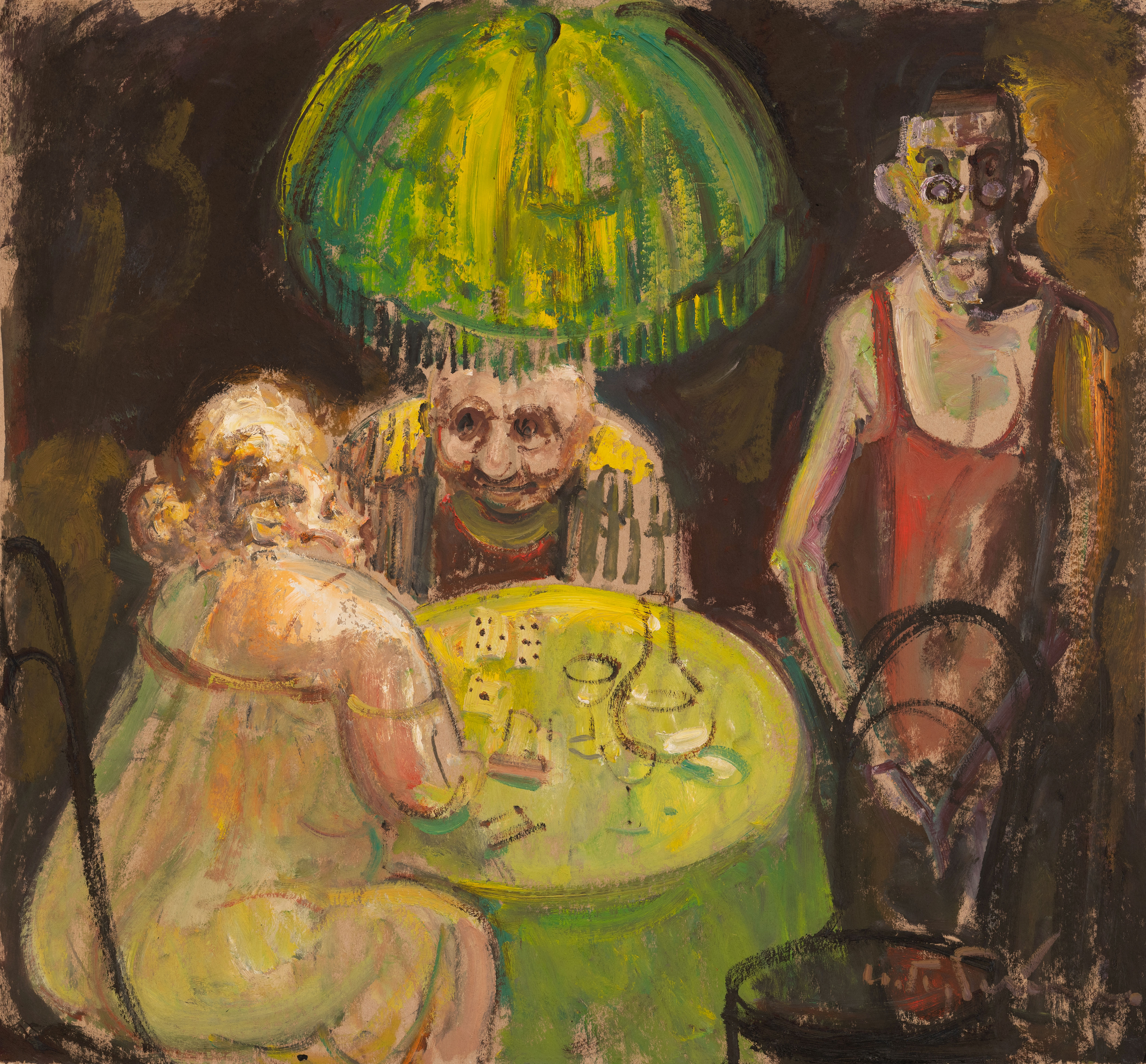 Green lampshade, 2002. Oil, cardboard, 70x75 CM.