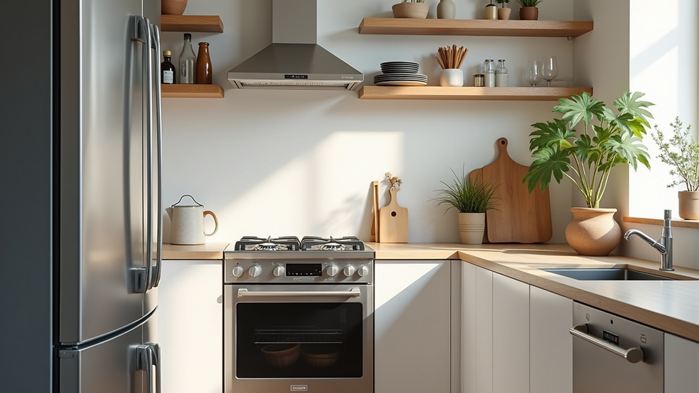 Eye-level view of a beautifully remodeled kitchen with modern appliances