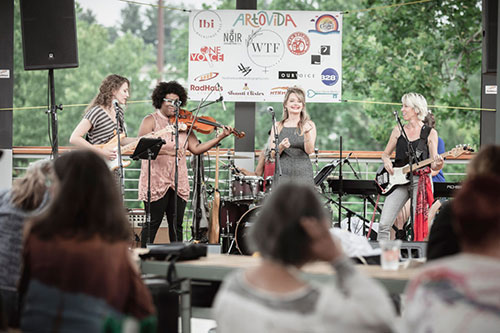 musicians playing music in asheville during November