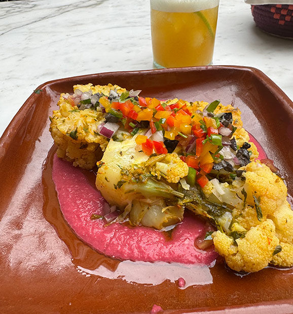 here is a plate of reed beet hummus