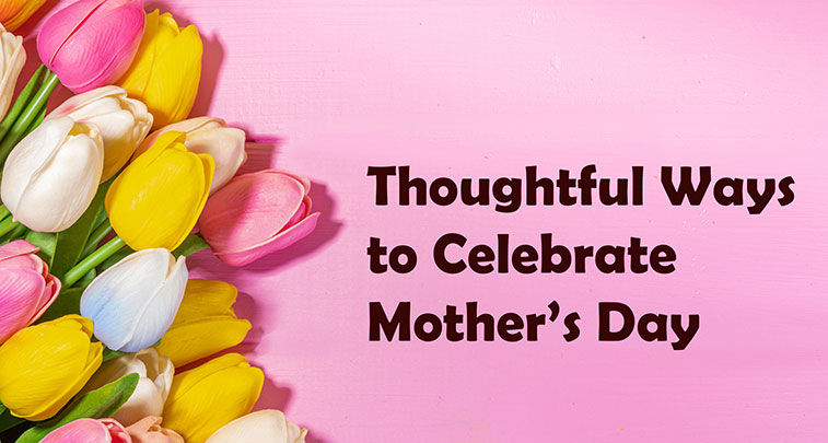tulips on a pink background and words about mother's day