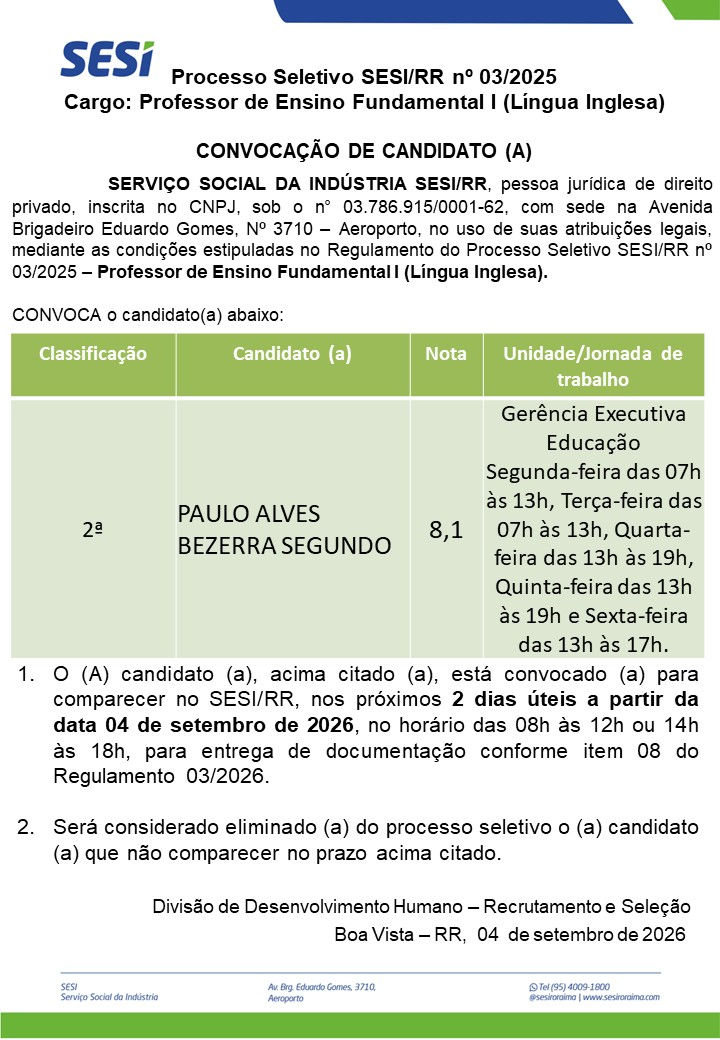 CONVOCAÇÃO 7
