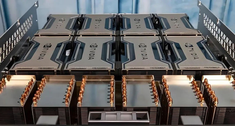 GPU server cluster with NVIDIA A100 and H100 for LLM training, multimodal AI models, HPC workloads; features NVLink, InfiniBand, Dell PowerEdge XE8545, HPE Apollo 6500, Lenovo ThinkSystem SR670, high-memory AI infrastructure. server-parts.eu refurbished