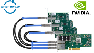 NVIDIA Mellanox ConnectX InfiniBand network adapter cards with HDR cables for AI and HPC data centers server-parts.eu