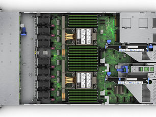 Front and rear view of the HPE ProLiant DL360 Gen11 1U rack server showcasing dual 4th and 5th Gen Intel Xeon Scalable processor support, DDR5 memory slots, PCIe Gen5 expansion slots, SFF and EDSFF NVMe drive bays, dual power supplies, and GPU-ready configuration—ideal for virtualization, AI workloads, and high-performance enterprise computing. server-parts.eu refurbished