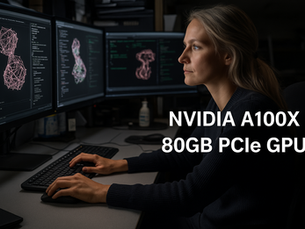 NVIDIA A100X 80GB PCIe GPU powering AI workstation for deep learning, HPC, and data center workloads, accelerating machine learning models, scientific computing, and high-performance data analytics. server-parts.eu refurbished