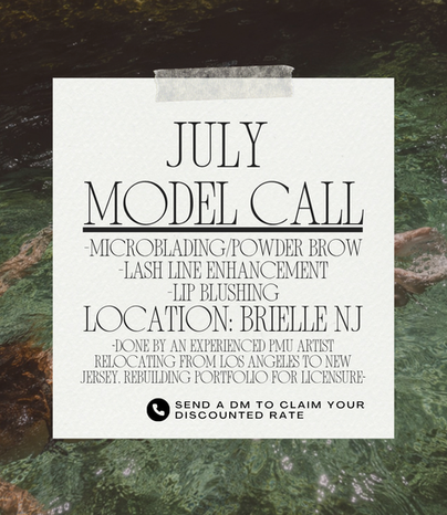 Microblading, lip blushing, lash line enhancement model call at Four44 Beauty in Monmouth County, New Jersey.