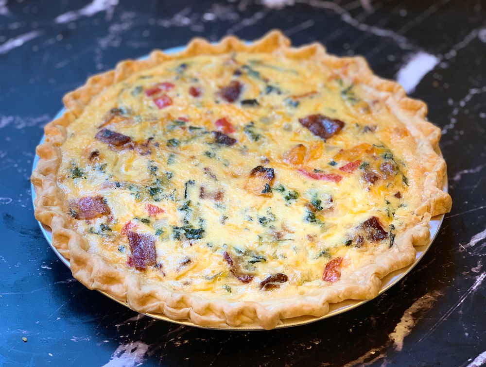 Butternut Squash Quiche with brown sugar bacon and kale