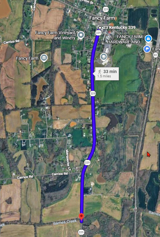 Fancy Farm 5K course layout.