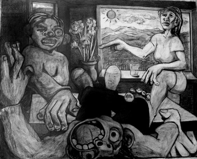 Hands and Feet Around a Table