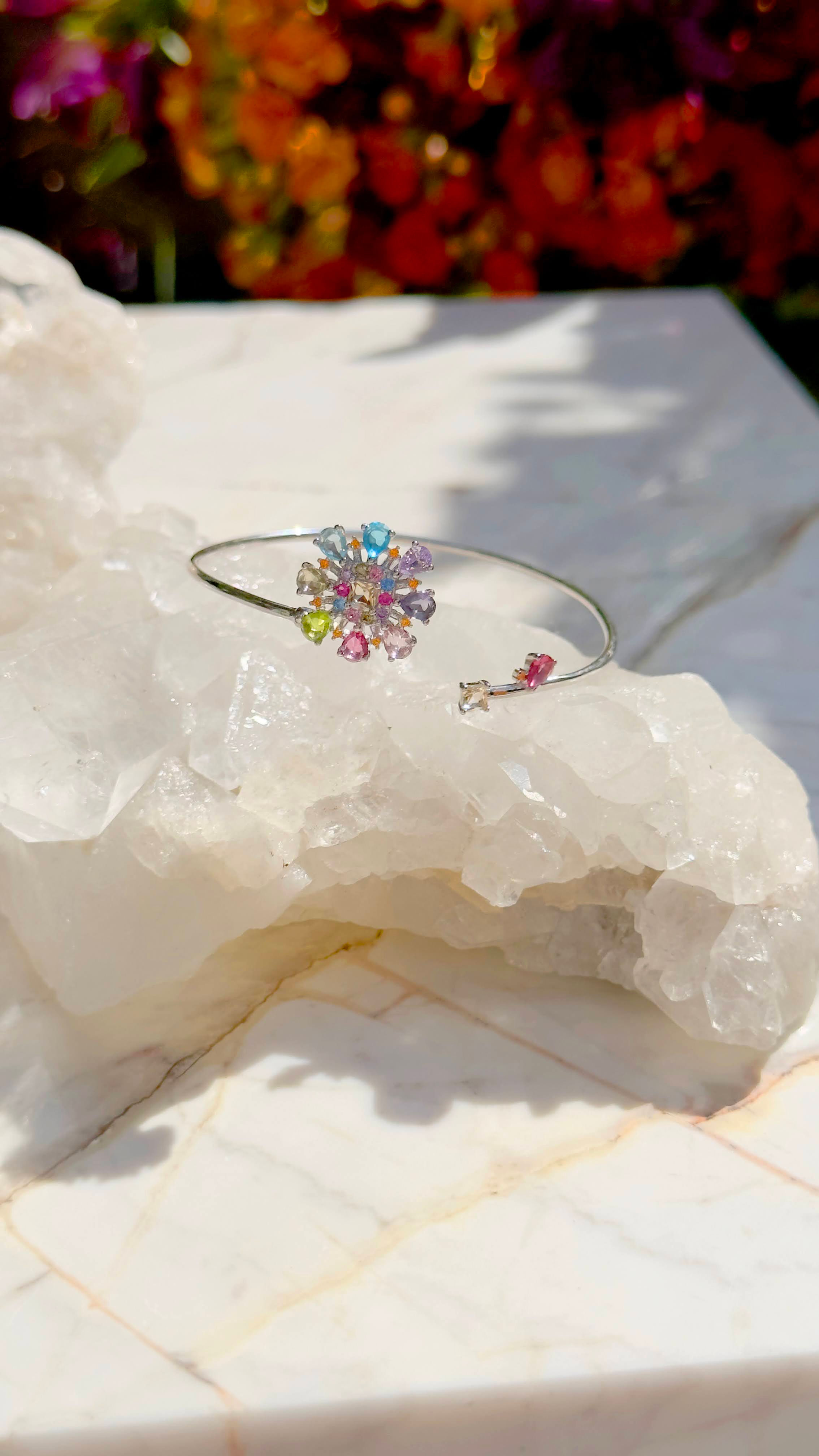 BRACELETE CRISTAL PERIDOTO CRISTAL TOPAZIO AZUL CRISTAL AMETISTA FLOR