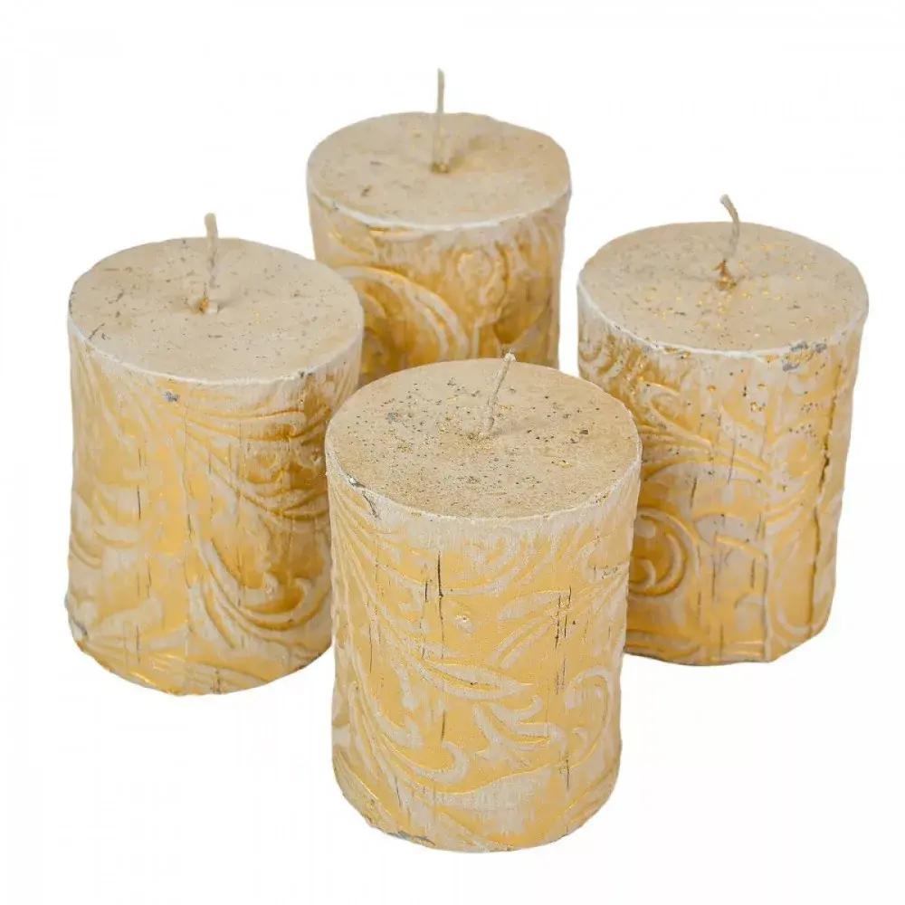 Kontúros indás henger gyertya arany