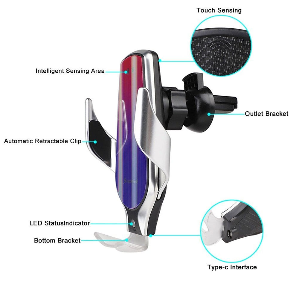 Thumbnail: 10W SMART CLAMPING 360 ROTATE CAR WIRELESS CHARGER