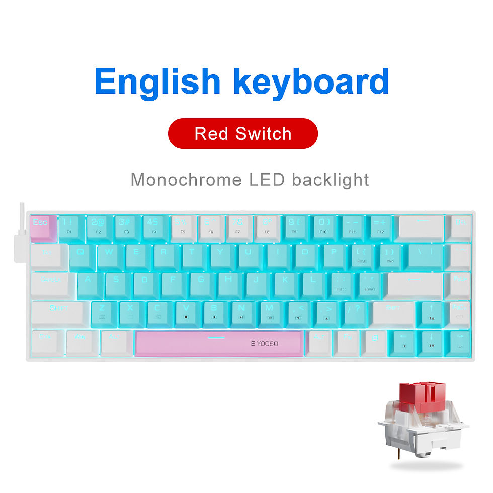Miniatura: E-YOOSO Z686 USB Mini slim Mechanical Gaming Wired Keyboard Red Switch 68Keys fo