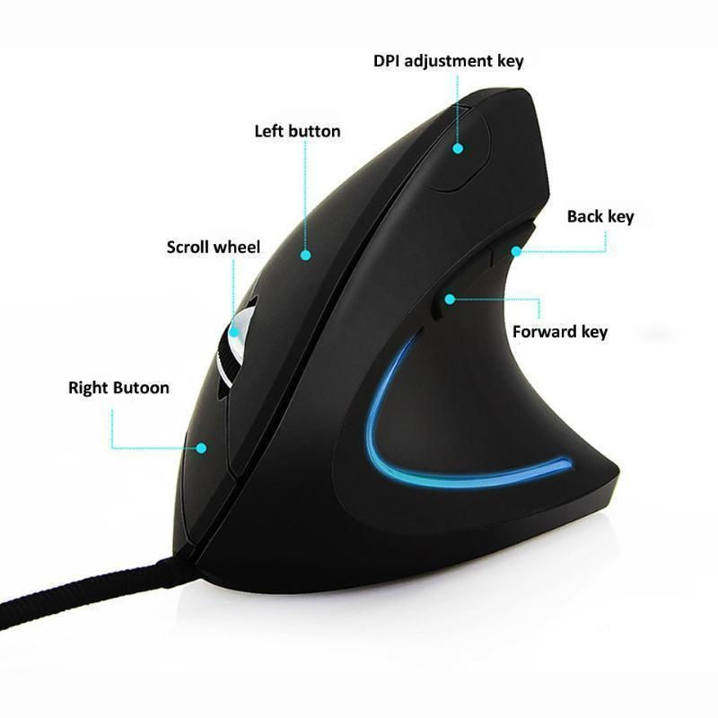 Thumbnail: Wired Right Hand Vertical RGB Mouse Ergonomic Gaming Mouse 3200DPI USB Optical W