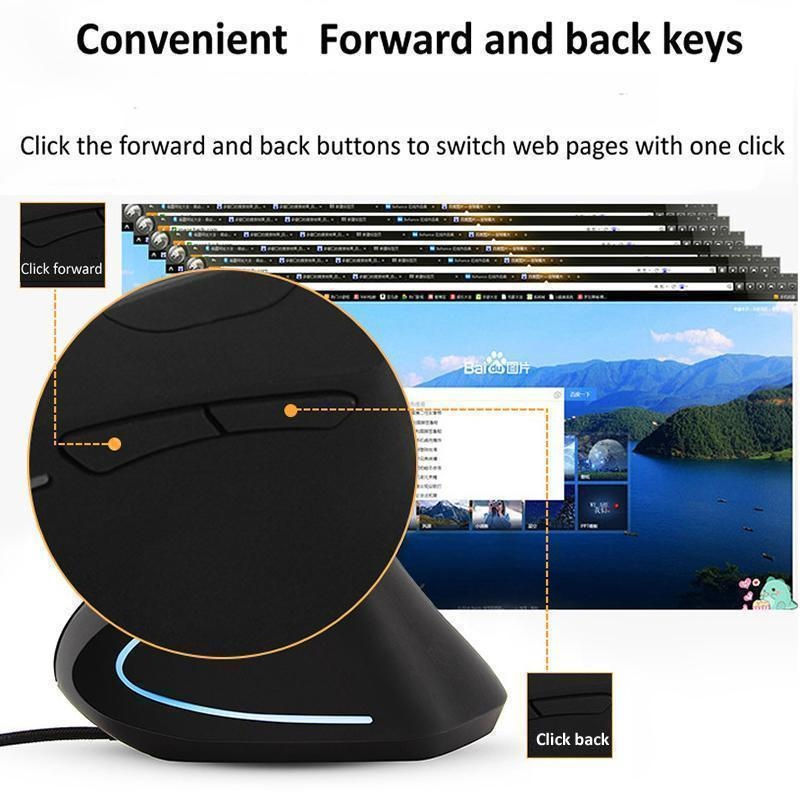 Thumbnail: Wired Right Hand Vertical RGB Mouse Ergonomic Gaming Mouse 3200DPI USB Optical W