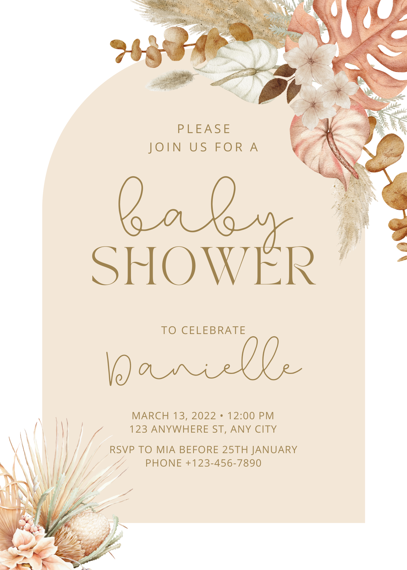 Personalised Boho Baby Shower Invitation | Print at Home