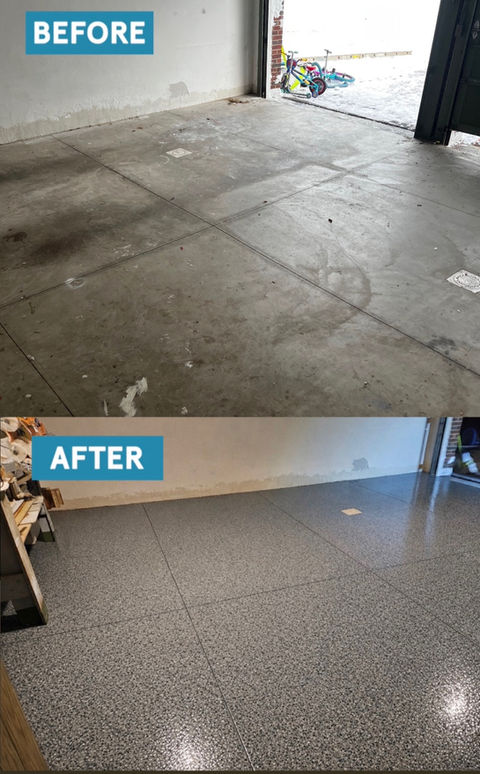 Commercial epoxy floor coating installed in Plum PA shop space