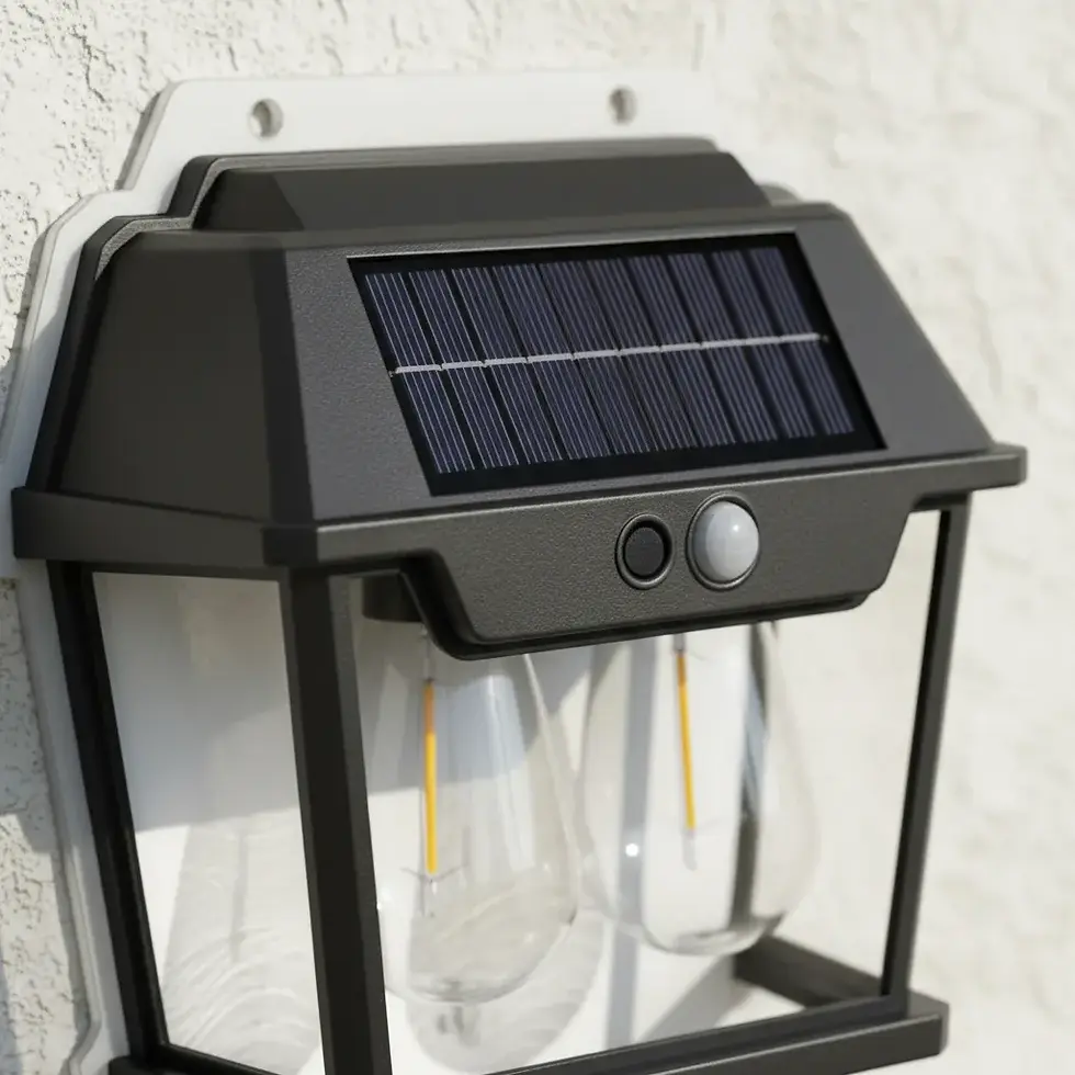 Miniatura: Foco Solar De Pared Sensor Luz Cálida Exterior Jardin