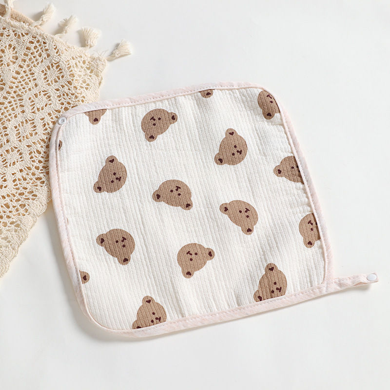 Thumbnail: Cartoon Bear Triangle Baby Bib and Burp Cloth Set