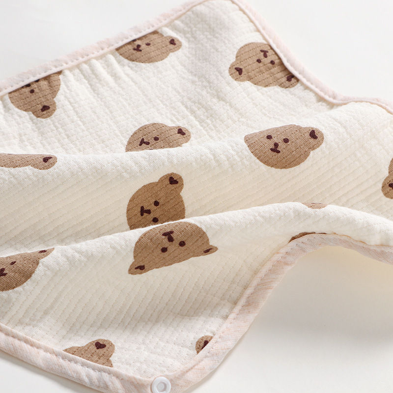 Thumbnail: Cartoon Bear Triangle Baby Bib and Burp Cloth Set