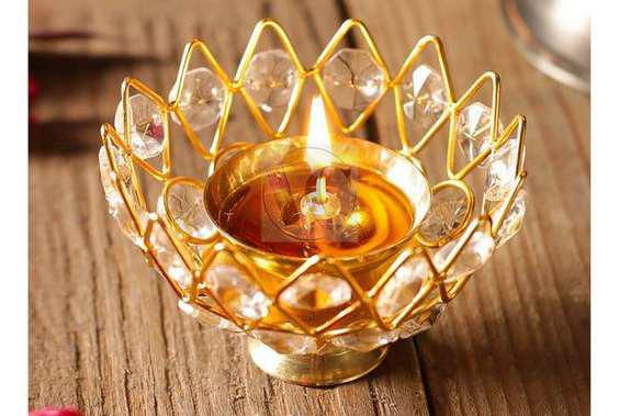 Thumbnail: BRASS CRYSTAL DIYA